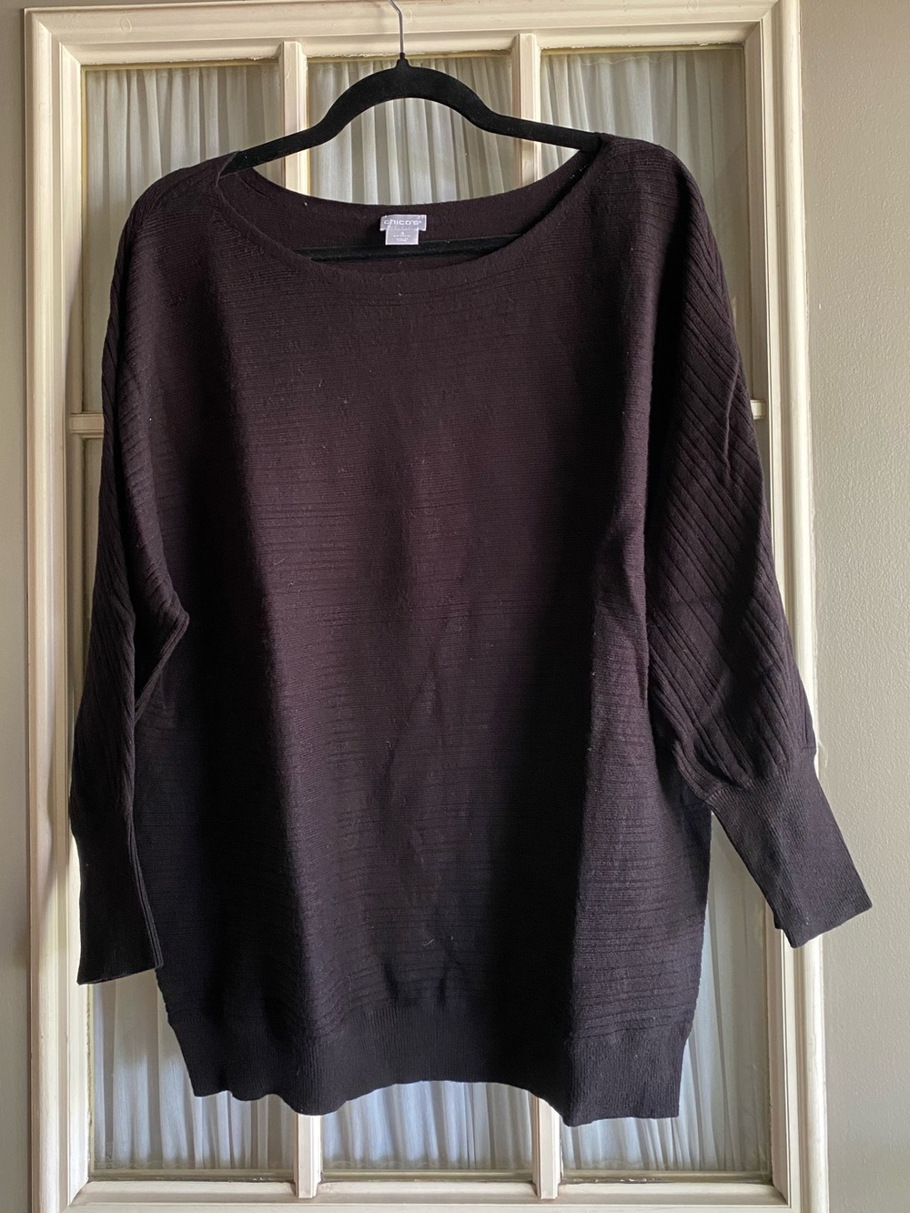 Chico's Black Crewneck Ribbed Sweater